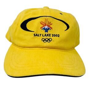 Vintage SLC Olympics 2002 Adjustable Hat Cap Snapback Yellow